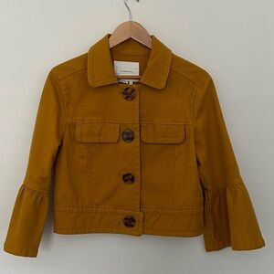 Anthropologie Yellow Bell Sleeve Jacket, Size Medium